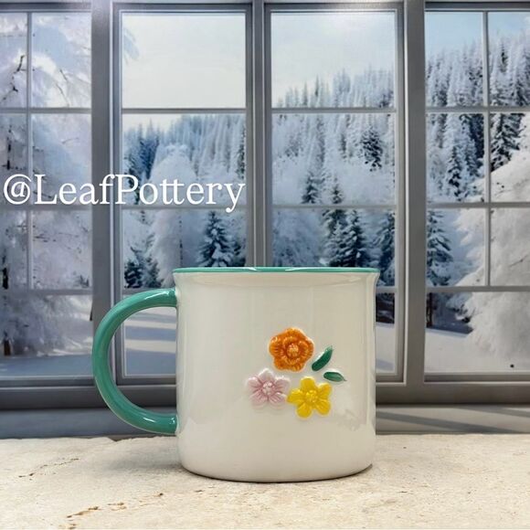 Happy Flowers Multi Colored Ceramic 18oz Camper Mug - Picture 5 of 9